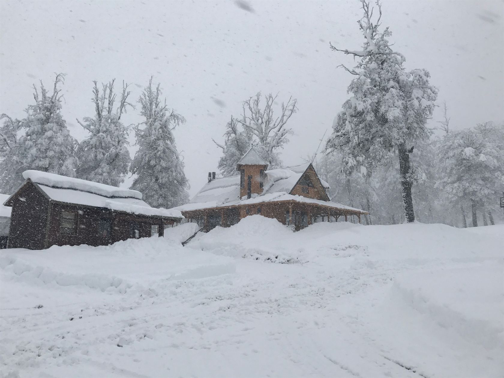 Las casas del barrio bajo una nevada intensa